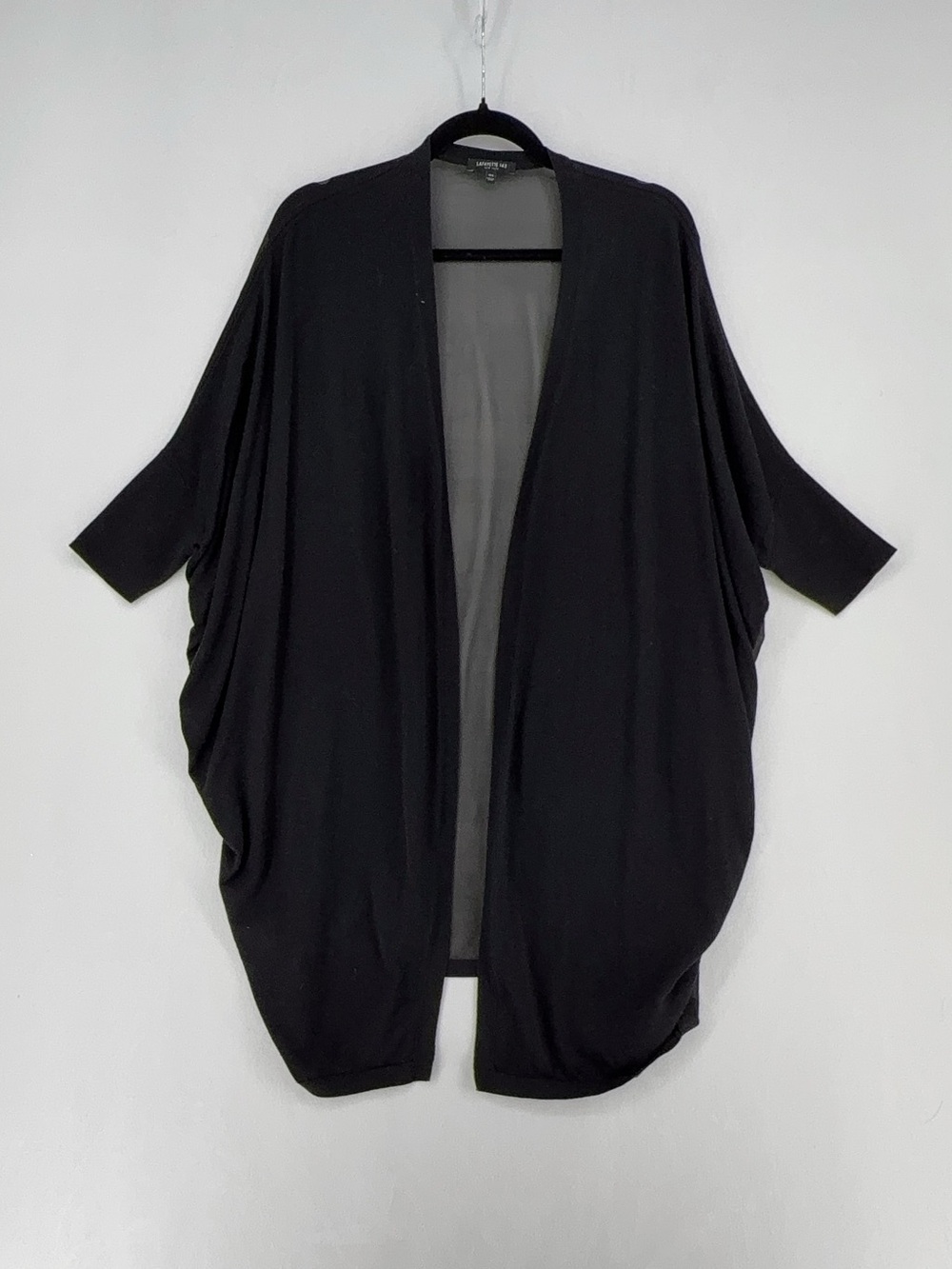 Lafayette 148 Black Cotton Silk Open Front Kimono Cardigan size xs